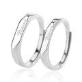 wholesale S925 silver minimalist open-end diamond wedding band set for couples, pure silver men's and women's matching rings with premium niche aesthetic-0-10