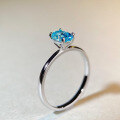 wholesale S925 Sterling Silver 1-carat Aquamarine High Carbon Diamond Zircon Solitaire Ring for Women, Ins Style Minimalist Wholesale-0-1