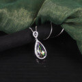 wholesale S925 Sterling Silver Waterdrop Pear-Shaped Gemstone Pendant with Colored Crystal Accents, European and American Fashion Necklace-0-4