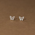 wholesale S925 Sterling Silver Fresh and Sweet Ins Style Small and Exquisite Design Drilled Hollow Butterfly Earrings M06256-0-2