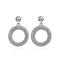 wholesale S925 Sterling Silver European and American High-end Shiny Moissanite Earrings Fashion Geometric Circle Pendant Ear Jewelry-0-0