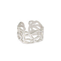 wholesale S925 Sterling Silver 070 Korean Version Ins Small and Minimalist Design Retro Distressed Irregular Wide Branch Open Ring for Women-Silver [No. 13/Adjustable] Opening adjustable