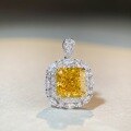 wholesale S925 Sterling Silver New Style Full Pave Radiant Cut High Carbon Diamond Pendant Necklace with Fancy Yellow Diamonds-0-2