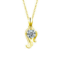 S925 Sterling Silver Moissanite Zodiac Necklace for Women-Virgo (August 23 - September 22) (Golden Yellow)  1-carat Moissanite