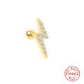 wholesale S925 Sterling Silver Single Lightning Prong-Set Diamond Threaded Ear Stud, Trendy INS Cartilage Piercing Earring-0-5