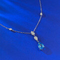 wholesale S925 silver new jewelry pear-shaped 8*12 teardrop necklace healing sea blue pendant for women 40+5-0-2