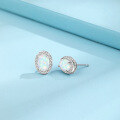 wholesale 925 Sterling Silver Opal Stud Earrings for Women, European and American Cross-Border Autumn and Winter Luxury High-End Oval Opal Earrings-0-1