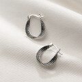 wholesale Sterling Silver S925 Internet-Famous Thai Silver Twist Ear Clasp Small Design Retro Line Distortion Trendy Cool Hoop Earrings for Women M0319-0-3