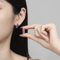wholesale S925 Sterling Silver Cross-Border Women's Pigeon Blood Red Zircon Ear Studs Minimalist Luxury Fashion Moissanite High-End Ear Clip Hoop Wholesale-0-3