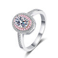 wholesale S925 Sterling Silver 1-Carat Moissanite Ring with Micro-Set Pink Zircon, Sweet and Girly Heart Ring Available-0-4