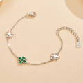 wholesale S925 Sterling Silver Lucky Four-Leaf Clover Children's Bracelet, Fresh and Sweet Minimalist Design, Forest-Style Jewelry Wholesale-0-3