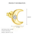 wholesale S925 Sterling Silver Cross-border Star And Moon Luxury Zircon Earrings For Women, Fashionable And Versatile French Minimalist Trendy Ear Accessories-0-7