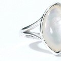 wholesale 925 Silver Electroplated White Gold Minimalist Geometric White Shell Ring for Women Wholesale, Japanese Retro Style-0-2