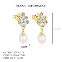 wholesale S925 Sterling Silver-E5011-Gold 925 Silver