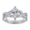 wholesale S925 silver micro-paved marquise 1ct wedding ring ring in light luxury style available for wholesale-0-4