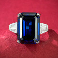 wholesale S925 Sterling Silver New Emerald Cut 10*14 Royal Blue Ring for Women-0-1
