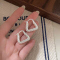 wholesale S925 Sterling Silver Minimalist Threaded Triangle Geometric Earrings for Women, New Trendy Niche Heavy Duty Ear Accessories-0-1