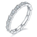 wholesale S925 Sterling Silver Plated 18K Gold Full Pavé Snake Bone Stackable Ring with Moissanite, Designer Women's Ring-0-4