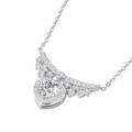 Oxidation-Resistant 925 Sterling Silver Moissanite Heart Pendant Necklace-0-0