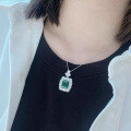 wholesale 925 Silver New Jewelry Women's European and American Vintage Luxury 4ct Nano Green 9*11 Exquisite Inlaid Pendant-0-2