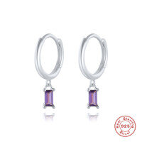 wholesale S925 Sterling Silver French Baguette Earrings with Zirconia,。-White gold-light yellow zircon