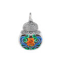 wholesale S990 Silver Retro Vintage Ethnic Style Openable Sachet Enamel Craft Fortune Pot DIY Accessory Pendant-0-4