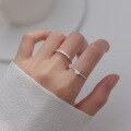 wholesale S925 silver row of diamonds heart ring, daily Korean version simple sweet commuting style women's ring R00340-0-1