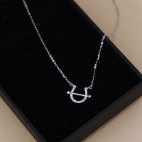 wholesale 925 Sterling Silver U-shaped Necklace New Simple Ins Horse Hoof Collarbone Chain Elegant Light Luxury Design-Copper platinum plated