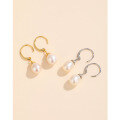 wholesale 925 Sterling Silver Freshwater Pearl Earrings, Minimalist Niche Design, Aloof Style Dangle Earrings, Light Luxury High-End Elegant Accessories-0-0