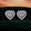 925 Sterling Silver Hip Hop American Style Moissanite Heart D-Color Unisex Earrings-0-0