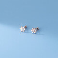 wholesale S925 Sterling Silver Earrings, Na Lan Small Fresh Christmas Minimalist Single Diamond Snowflake Threaded Light Pearl Elegant Ear Accessories M00021-0-2