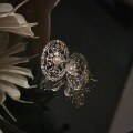wholesale S925 Sterling Silver Openwork Lace Pearl Earrings Retro French Court Style Small Vintage High-End Earrings-0-1