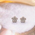 wholesale S925 Sterling Silver Peach Blossom Fashion Stud Earrings with Full Diamonds, Exquisite, Niche, Elegant, and Versatile Jewelry-0-1