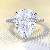 wholesale S925 Sterling Silver New 10*14mm Pear Drop Shape Cross-Border Hot Selling Women's Ring-R686 White G Diamond No. 5
