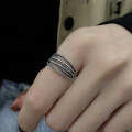 wholesale S925 Sterling Silver Harajuku Style Trendy Multi-Layer Crossed Wrapped Hollow Open Ring for Men and Women-0-2