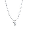 wholesale S925 Sterling Silver Korean-style Cute Bear with Heart Charm and Bead Chain Side Pendant Unisex Necklace-0-4