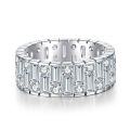 wholesale 925 Sterling Silver Men's and Women's Row Ring 5A Full Cubic Zirconia Emerald Cut Asscher Cut Band Ring Stackable Ring Pinky Ring-0-18