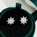 S925 Sterling Silver 1-Carat D Color Moissanite Snowflake Stud Earrings-0-2