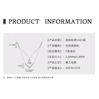 925 Silver 2-Carat Pink Diamond Invisible Necklace Mermaid's Tear Dopamine Pendant-V-shaped stacked necklace [White Gold  925 Silver]