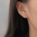 wholesale 999 Silver Hollow Heart Stud Earrings for Women, Simple and Elegant, Light Luxury Ear Bone Piercing, Korean Style Fashion Jewelry-0-2