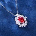 wholesale S925 Sterling Silver Full Diamond Oval Ruby Choker Necklace for Women-0-0