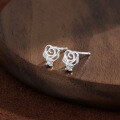 wholesale 925 Pure Silver Rose Earrings Women's Vintage French Style Minimalist Designer Ins Earrings-0-1