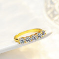 14K Gold Plated S925 Sterling Silver Moissanite Five-Star Seven-Star Row Ring-0-3