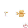 wholesale S925 Sterling Silver INS Minimalist Diamond-Studded Initial Letter Earrings, Popular 26-Letter Women's Jewelry-0-24
