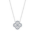 S925 Silver Four-Leaf Clover Pendant Necklace, Moissanite, Light Luxury Style-0-3