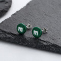 wholesale S925 silver resin enamel trendy fun M&M-shaped earrings, fresh and playful cute style earrings-0-6