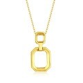 wholesale 18K Gold Geometric Square Buckle Necklace with Lab-Grown Diamonds, AU750 Platinum Real Diamond Collarbone Chain, Chic Style-0-2