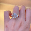 wholesale S925 Sterling Silver New 5ct Emerald Cut 12*8 Rectangle Ring for Women, Fashion Versatile-0-3