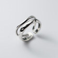 wholesale S925 Silver Thai Silver Double-Layer Wavy Curve Vintage Distressed Style Elegant Adjustable Ring for Women R00502-0-2