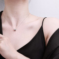 Sterling Silver Moissanite Rolo Pendant Necklace, Minimalist Style-0-2